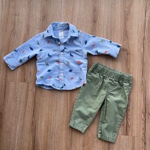 ❤️SOLD ❤️ Carter’s matching set Size 6M Dino road. Used in very good condition